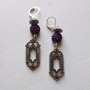 Elegant Silver and Purple Dangle Earrings
